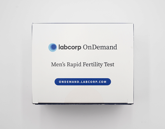 At-home men's fertility test kit with components and instructions